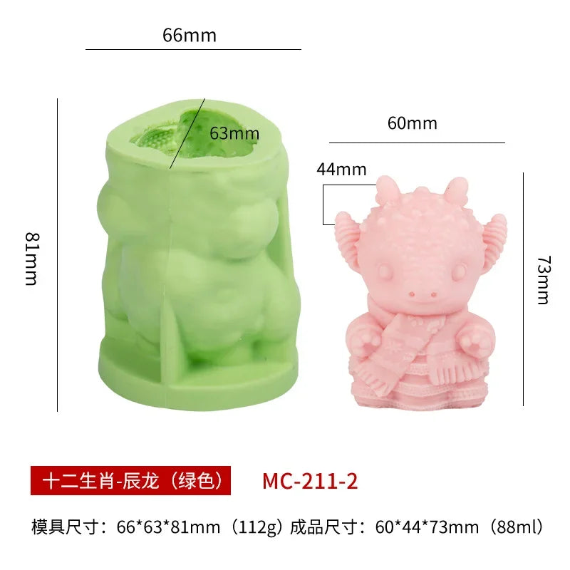 12 Zodiac Candle Silicone Mold 3D Abstract Animal Plaster Resin Making Tool Handmade Soap Ice Chocolate Cake Baking Mould