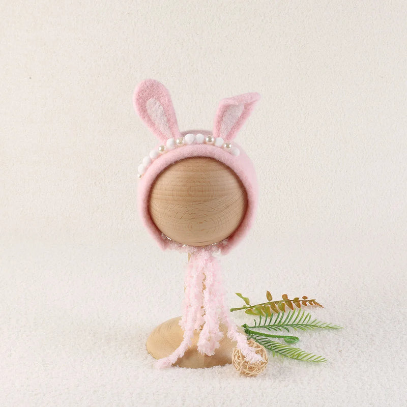 Newborn Wool Felt Fox Flower Bonnet Newborn Photography Props Baby Animal Floral Garden Hat Photo Shoot