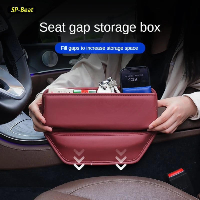 Car Seat Storage Box, Leather Interior Storage Bag, Car Seat Gap Filler, Universal Multi-Function Console, Side Storage Box