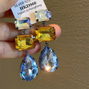 High Quality Geometric Crystal Long Waterdrop Earrings for Women Elegant Bride Wedding Ms Daily Jewelry Pendant Gift 2023 Trendy