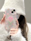 Handyhülle für Samsung S22 Ultra S24 S23 Plus S21 S20 FE M54 A35 A05 A15 A04 A04E A14 A24 A34 A54 Tulpen-Griffhalter Wellen-Cover