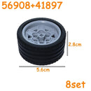 Car Truck Wheels Hub Bricks MOC Technical Tire Wheel Cross Hole Set Motorcycle Tyre & Rim Construction Building Blocks