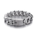 Fongten Cuban Chain Bracelet For Men Shiny Matte Stainless Steel Heavy Male Bracelets Bangle Silver Color Curb Jewelry