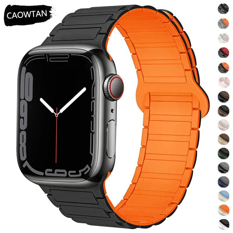 Magnetic Strap for Apple Watch Band 44mm 49mm 45mm 41mm 40mm Silicone Bracelet for IWatch Ultra 2 Series 9 8 7 6 5 4 SE 3 42mm