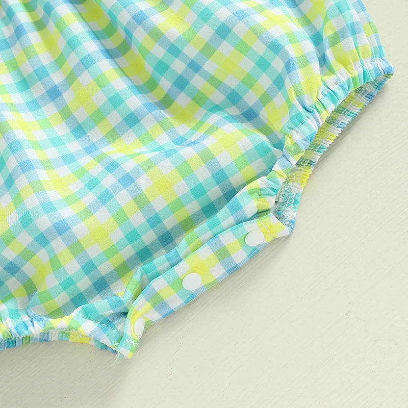 Easter Bunny Jumpsuit with Floral Embroidery and Ruffle Trim for Infant Girls and Boys - Adorable Spring Romper for Babies