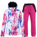 New Warm Colorful Ski Suit Women Waterproof Windproof Skiing and Snowboarding Jacket Pants Set Female Outdoor Snow Costumes