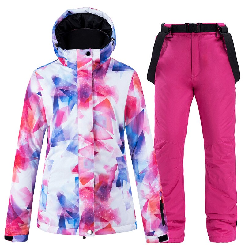 New Warm Colorful Ski Suit Women Waterproof Windproof Skiing and Snowboarding Jacket Pants Set Female Outdoor Snow Costumes