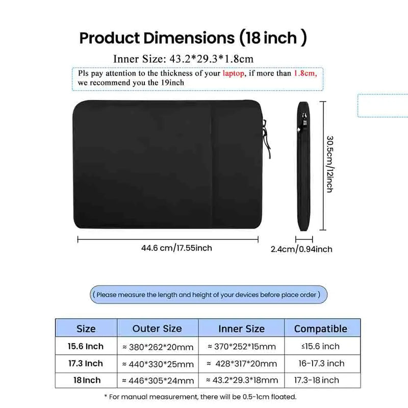 Cdisplay Laptop Bag 18 17 15.6 Inch Notebook Sleeve Case for MacBook Pro 16 14 13 Portable Monitor Thinkpad Dell Computer Bag