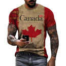 Retro Canada Flag T-shirt 3D Printed Street Maple Leaf Pattern Short Sleeve T Shirts Fashion Trend 2025 Spring New Tee Top