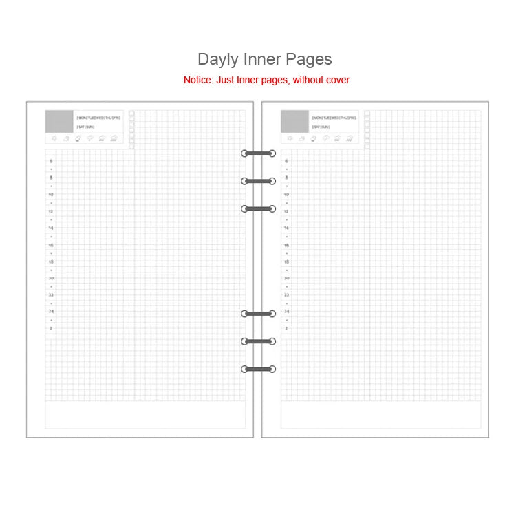 Diary 2025 Classic 6 Holes Binder Notebook Inner Paper Core/refilling Inner Papers:line,grid,dots,list,daily Weekly Monthly Plan