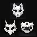 Halloween Mask Half-face Mask Cos Dragon God Fierce Tiger Night Fork Tengu Man Wolf Mask Performance Skull Masks
