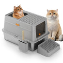 Top Front Entry Kitty Sandbox Cat Litter Box Semi-enclosed Splashproof Cat Tray Cat Toilet Basin Supplies Pet Toilet Cat Bedpan