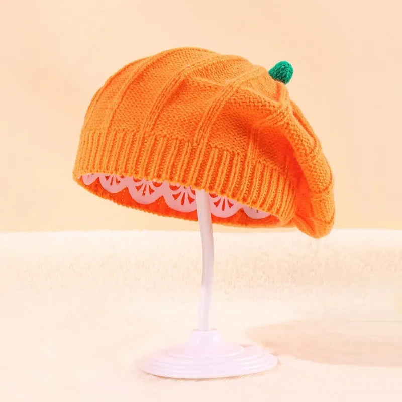 Pumpkin Beret Hat 2025 Halloween Thanksgiving Autumn and Winter Parent-Child Knitted Hat Warm Belle Hat Christmas Party Hats