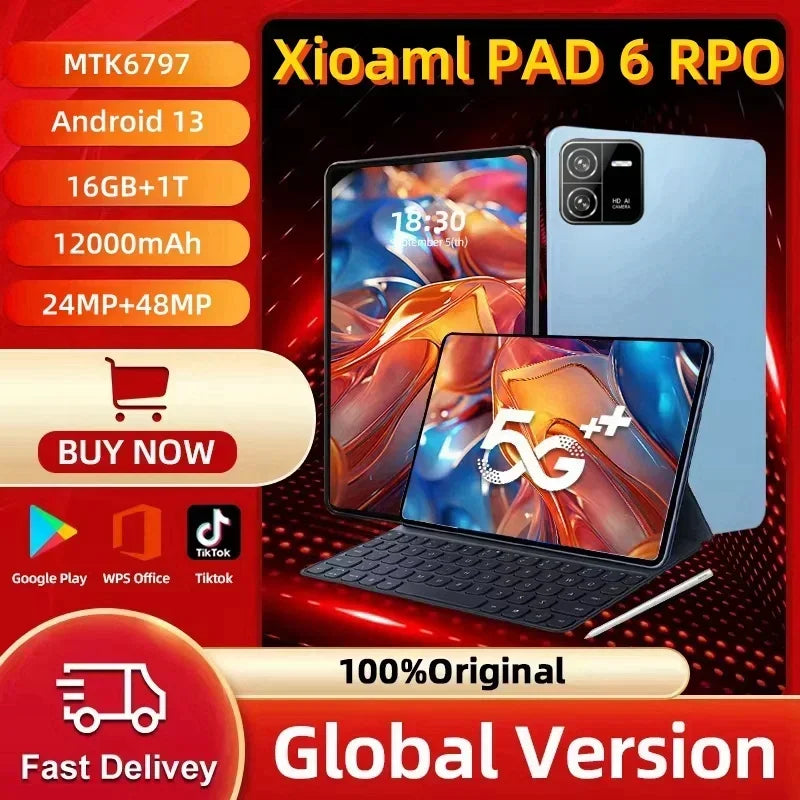 2024 Global Version XioaMi Pad 6 Pro Tablet Android 13 16GB 1TB Dual SIM 10 Core 12000mAh 5G Network Phone Call GPS Tablet PC