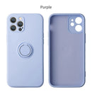360 ° Rotating Metal Ring Holder Liquid Silicone Shockproof Soft Phone Case For IPhone 16 Pro Max 14 12 11 15 Pro Max Back Cover