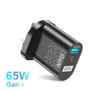 USLION AU EU US UK Stecker 65W GaN Ladegerät Tablet Laptop Schnellladegerät USB Typ C Quick Charger Handy-Ladegerät für iPhone POCO