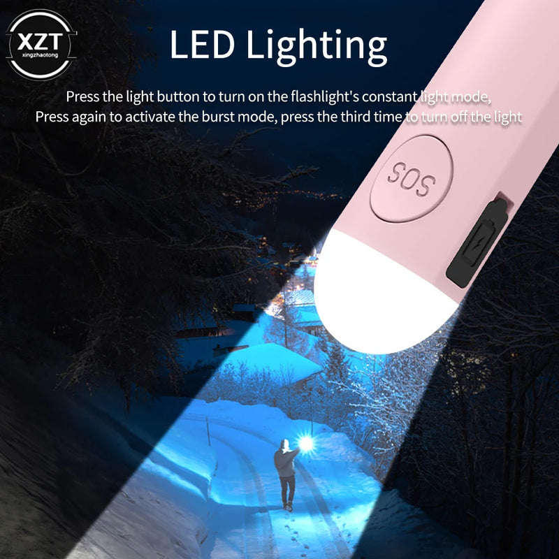 4 Colors LED Rechargeable Self-defense Anti-wolf Alarm ABS Personal 130db Dual-mode Alarm Wolf Alarm for Women Kids Children