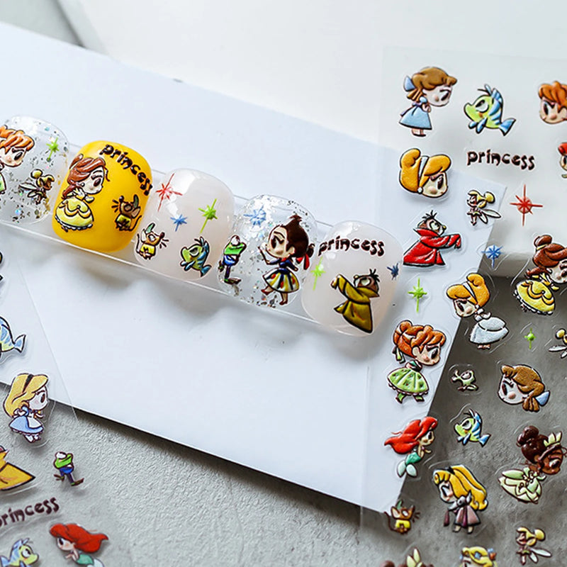 1PCS 5D Cartoon Kuromi Hello Kitty Nail Stickers Sanrio Animation Nail Art Decoration Sanrio Cute Melody Embossed Stickers