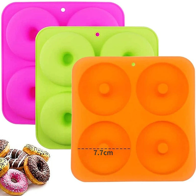 4 Donut Cake Molds Chocolate Dessert Baking Pan Non-Stick Silicone Cake Mold Oven Baking Tools Cake Decoration Accessories