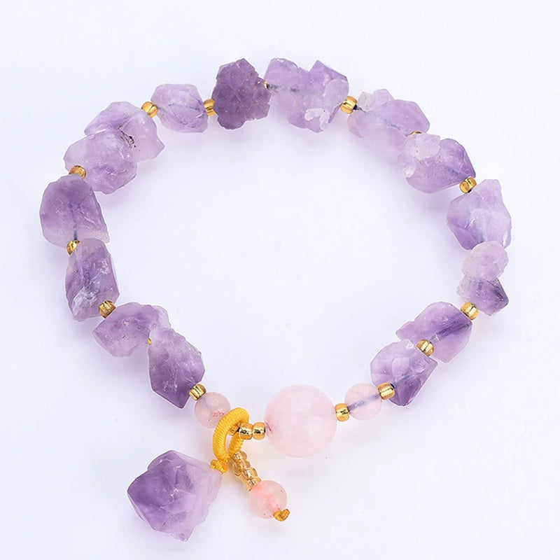 Natural Amethyst Diy Bracelet Irregular Healing Stone Purple Gravel Mineral Specimen Raw Quartz Crystal Necklace Gifts Jewelry