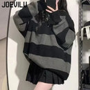 Gestreifter Kontrastpullover Damen Langarm Strickpullover Koreanische Mode Streetwear Pullover Herbst Neuer Freizeitpullover