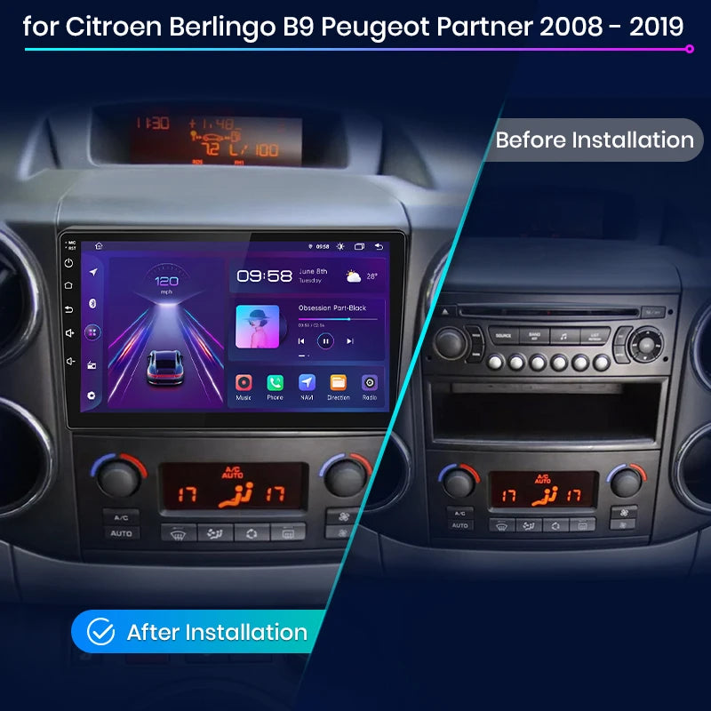 Junsun V1 Plus Car Radio For Citroen Berlingo B9 Peugeot Partner 2008 - 2019 wireless CarPlay Android Auto No 2 din 2din DVD