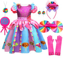 Candy Fairy Costume Girls Lollipop Cosplay Dress Toddler Carnival Purim Rainbow Vestidos Christmas Party Princess Clothing Gown