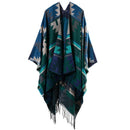Imitation Cashmere Women Vintage Geometric Tassel Poncho Scarf Winter Warm Shawl Wrap Comfortable Female knitted Thick Blanket