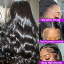 200 Density HD Full Frontal Transparent 13x4 13x6 360 Lace Natural Body Wave 5x5 Closure Human Hair plucked Wigs 40 46Inch
