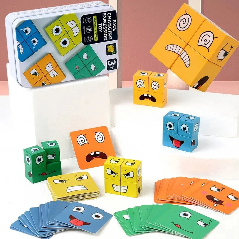 Kids Face Change Expression Puzzle Building Blocks Early Educational Toys for Children Children's thinking challenge toy gift