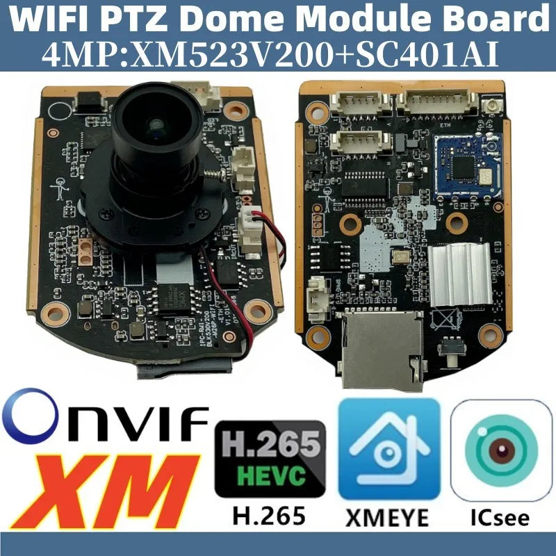 WIFI PTZ Audio 4/3MP IP Camera Module Board M12 Lens IRCut XM530AI+SC401AI Wireless For Speed Dome Icsee XMeye CMS onvif P2P