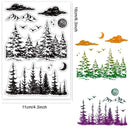 1pc Forest Clear Stamps Forest Sun Moon Cloud Trees Transparent Silicone Stamp Rubber Stamp for Scrapbooking4.3 x 6.3 x 0.1 Inch