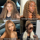 200% Highlight Ombre 360 Full Lace Front Wig 32 Inch Curly 13x6 Hd Lace Frontal Honey Blonde Colored Real Human Hair Wigs 30Inch