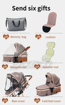 Luxury Baby Stroller 3 in1 Portable Travel Baby Carriage Aluminum Frame Folding Prams High Landscape Car for Newborn Baby BLACK