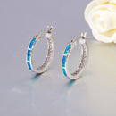 CiNily White Fire Opal Hoop Earrings With Stone Silver Plated Small Round Circle Chic Summer Punk Jewelry Best Gifts for Woman