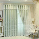 1pc European Luxury Double Layer Blackout Curtain,Top Eyelet for Easy Hanging,Floral Pattern for Living Room Bedroom Decor