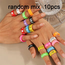 Neue koreanische bunte böhmische kleine Blumenringe Sets handgefertigte Perlen-Fingerringe für Frauen Mädchen Sommer Strand Schmuck Geschenke