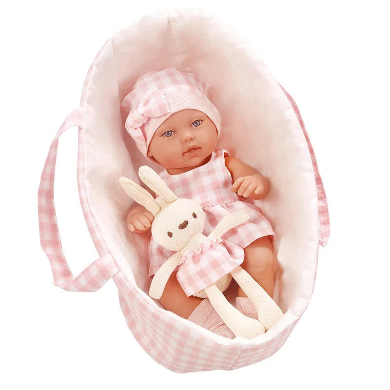 Baby Doll 14Inch/35CM Clothes Cute Rabbit with Sleeping basket Bebe Reborn Doll kids Soothing Newborn Doll For Girls favor Gift