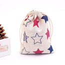 50Pcs/lot  (10x14cm) Linen Printed Cotton Gift Bags Packing Jewelry Drawstring Pouch Cosmetic Wedding Candy Wrappling Reusable