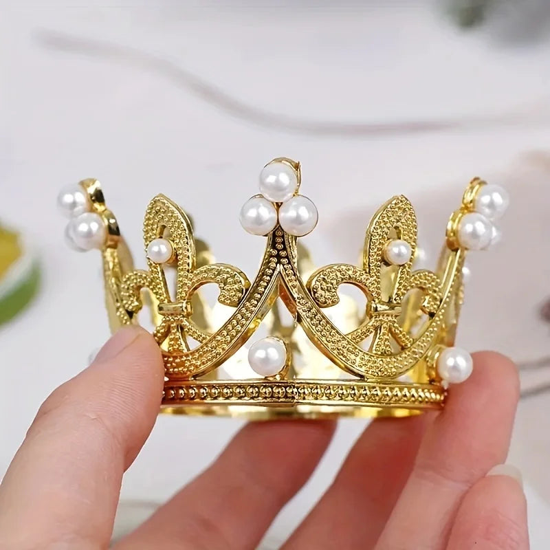 5/25/50/pcs Mini Golden Silver Plastic Crown for Craft Decoration Cake Decor Princess Queen Crown Party Wedding Pearl Crown