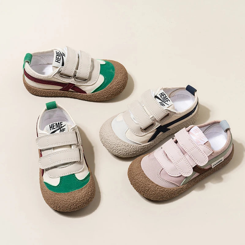 Childrens Baby Canvas Shoes Four Seasons Khaki Collocation Boys Girls Single Shoes Pink Fashion Soft Non-slip Kids Baby Sneakers