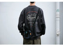 2025 Spring Mens Loose Fit Round Neck Hoodie Big Size Oversized Streetwear Hip Hop Retro American Casual Pullover Trendy Print