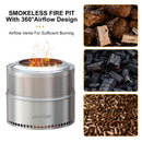 Wood Burning Firepit,Large Stainless Steel Smokeless Fire Pit with Carry Bag,Outdoor Camping Firewood Burner Stove