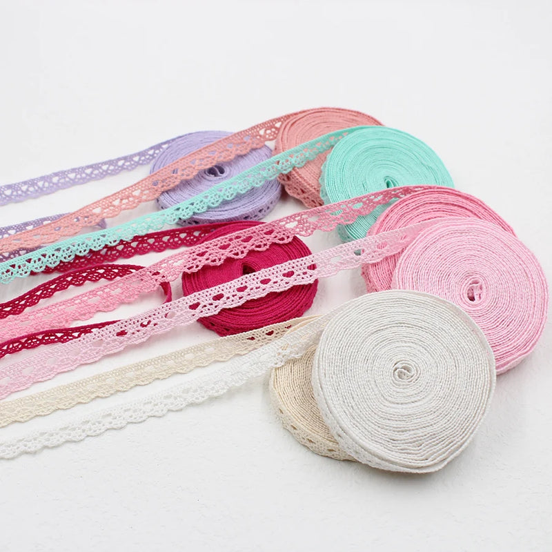5/10Yards Cotton Embroidered Lace  Ribbon Fabric DIY Handmade Curtuins Trims Wedding Craft Clothes Sewing Accessories Supplies