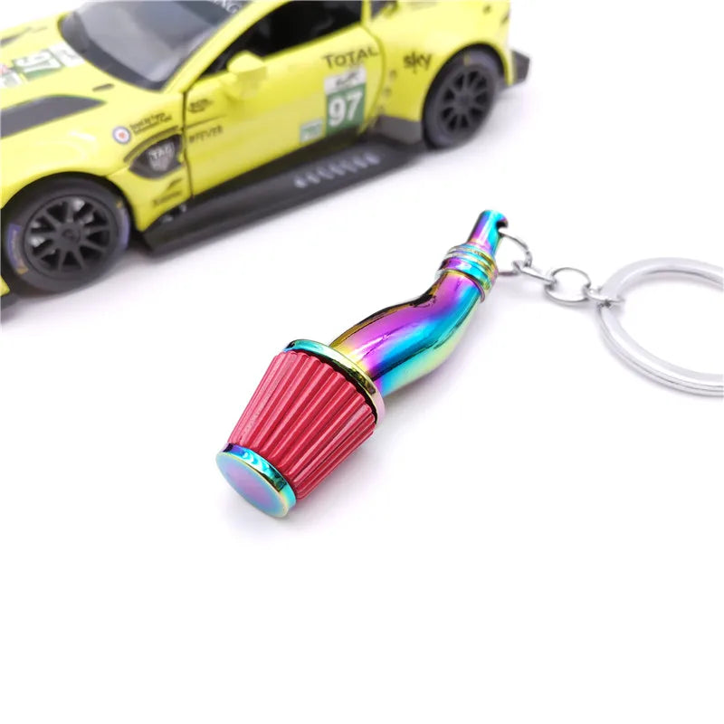 Car Parts Keychain NEO Chrome Metal Keyring Wheel Hub Nitrogen Gas Bottle Shock Absorber Key Chain Whistle Turbine Auto Interior