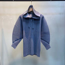 Miyake Pleated Sweatshirt Pit Stripe Zipper Standing Collar Jacket Women 2025 New Casual Pullover Hundred Pleat Skinny Tops
