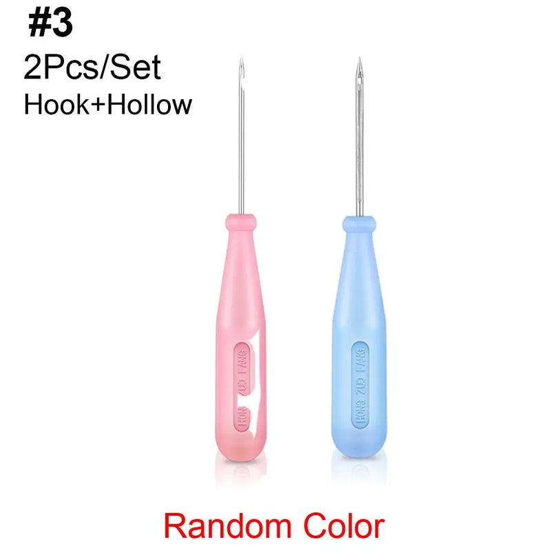 Handmade Steel Stitcher Sewing Awl Shoes Bags Hole Hook DIY Leather Tool Plastic Handle Cone Needle Shoe Repair Needles