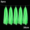 Glow Neon Party Supplies Neon Paper Garland Tassels Triangle Flags Bunting Birthday Party Wedding Black Light Reactive UV Decor