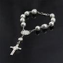 Car Hanging Charm Bling Car Rear View Mirror Hanging Ornament Retro Imitation Pearl Cross Hanging Decoration Auto Interior@