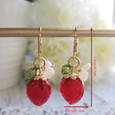 A Pair Glass Red Strawberry Drop Earrings